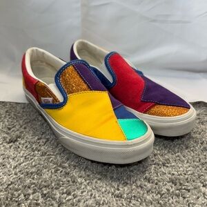 Vans Red and Yellow Patchwork Sneakers Size 6